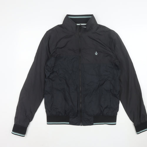 Volcom Men's Black Polyester Bomber Jacket Size S Lined Lightweight