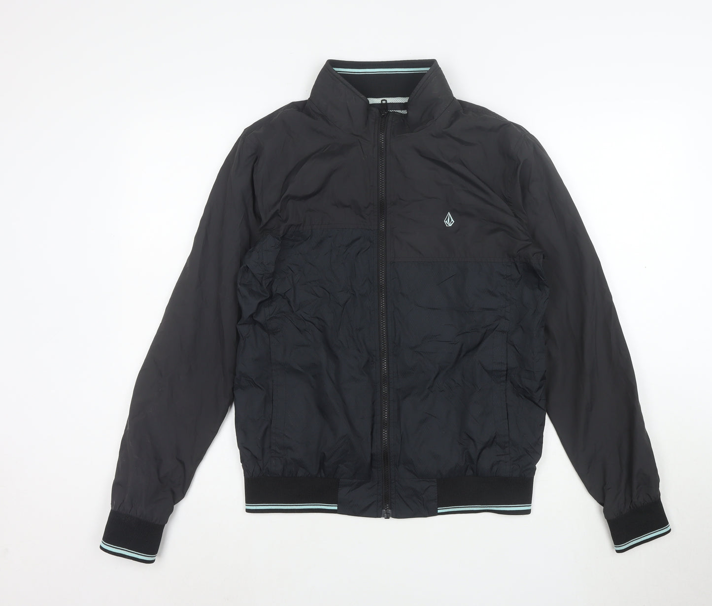 Volcom Men's Black Polyester Bomber Jacket Size S Lined Lightweight