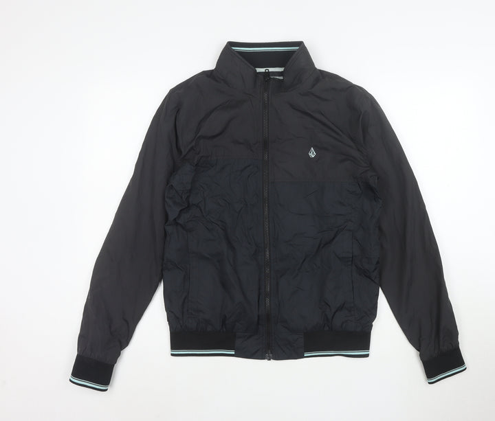 Volcom Men's Black Polyester Bomber Jacket Size S Lined Lightweight
