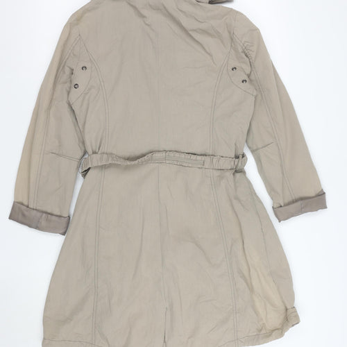 EasyComfort Women's Beige Hooded Parka Coat Size 10 Belted Cotton Blend
