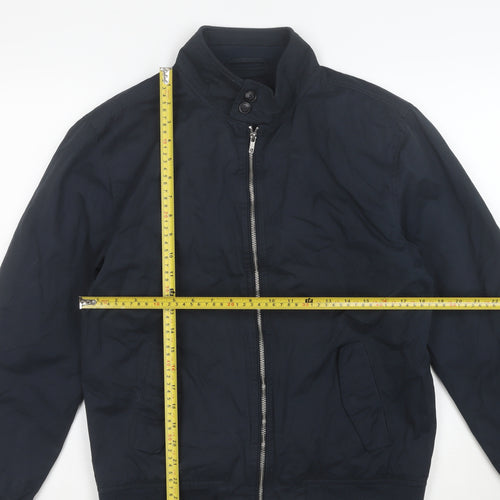 Next Men's Navy Blue Bomber Jacket Size M Full Zip Cotton Blend