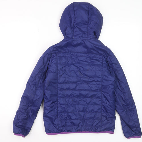 Quechua Girls Blue Hooded Puffer Jacket 10 Years Lightweight Winter Coat