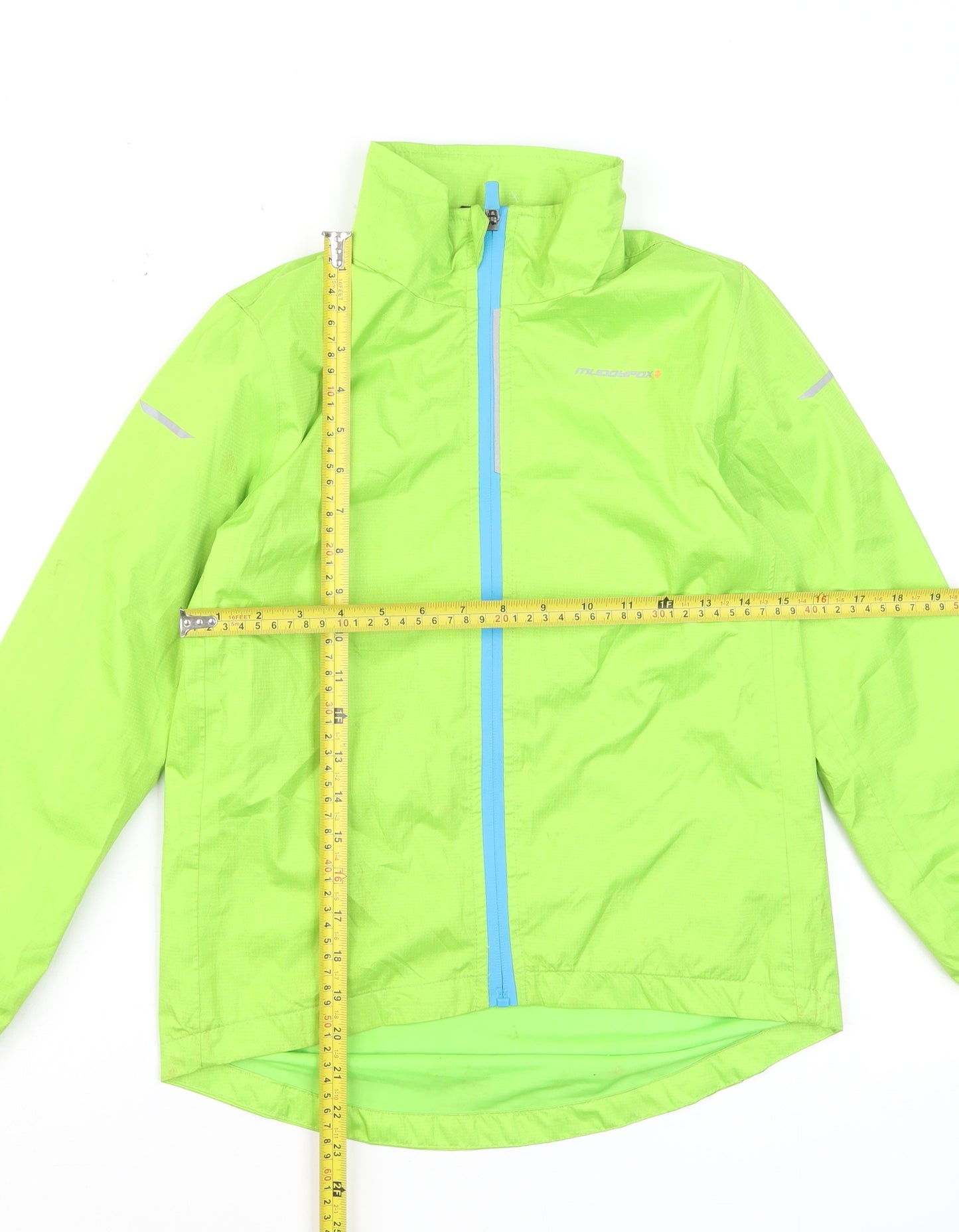 Muddyfox Boys Green Reflective Windbreaker Jacket 9-10 Years Polyester Activewear