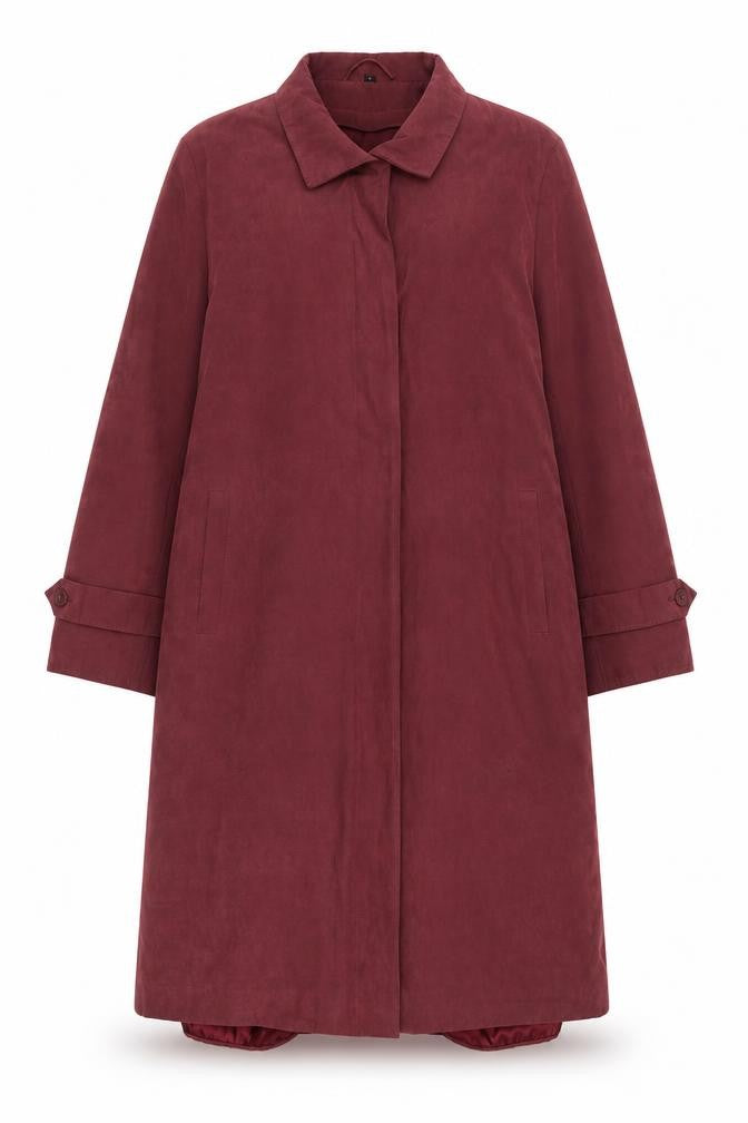 Four Seasons Women’s Red Suede Long Overcoat M Classic Style