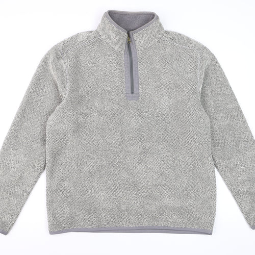 Marks and Spencer Mens Grey Fleece 1/4 Zip Pullover Sweatshirt Medium