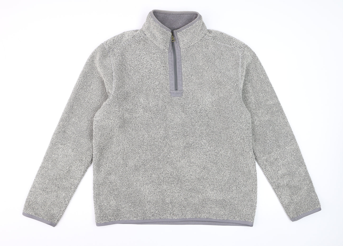 Marks and Spencer Mens Grey Fleece 1/4 Zip Pullover Sweatshirt Medium