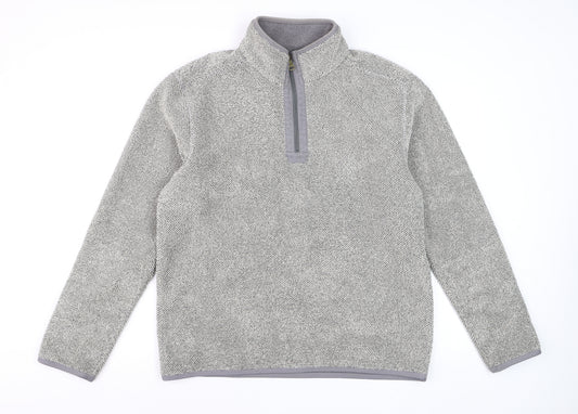 Marks and Spencer Mens Grey Fleece 1/4 Zip Pullover Sweatshirt Medium