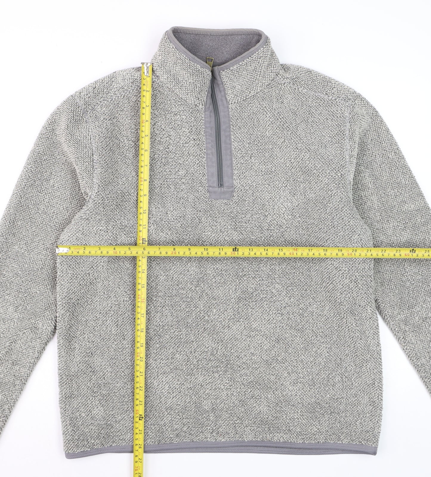 Marks and Spencer Mens Grey Fleece 1/4 Zip Pullover Sweatshirt Medium