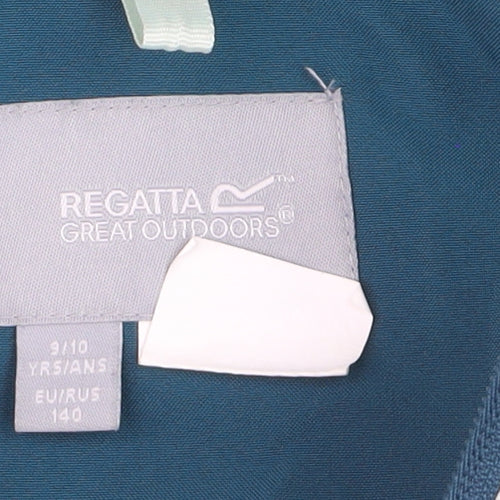 Regatta Boys Blue Waterproof Hooded Rain Coat Jacket 9-10 Years