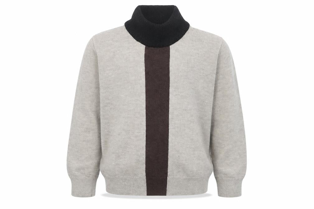 Harper James Boys Beige Brown Roll Neck Pullover Jumper Size 7 Years