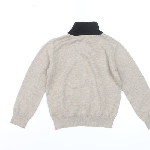 Harper James Boys Beige Brown Roll Neck Pullover Jumper Size 7 Years