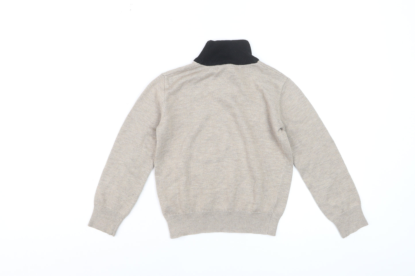 Harper James Boys Beige Brown Roll Neck Pullover Jumper Size 7 Years