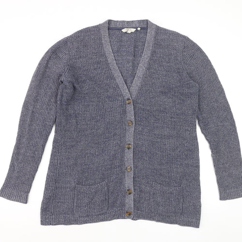 FatFace Women's Blue Size 14 V-Neck Long Sleeve Cardigan
