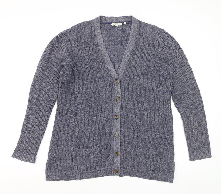 FatFace Women's Blue Size 14 V-Neck Long Sleeve Cardigan