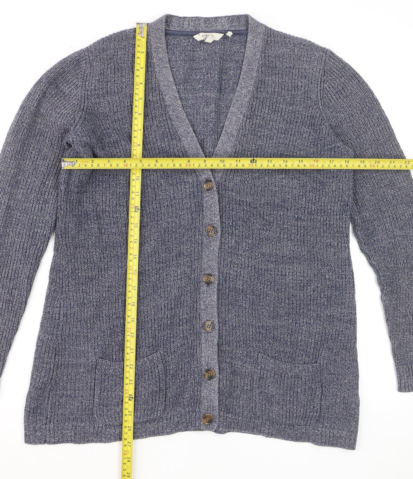 FatFace Women's Blue Size 14 V-Neck Long Sleeve Cardigan