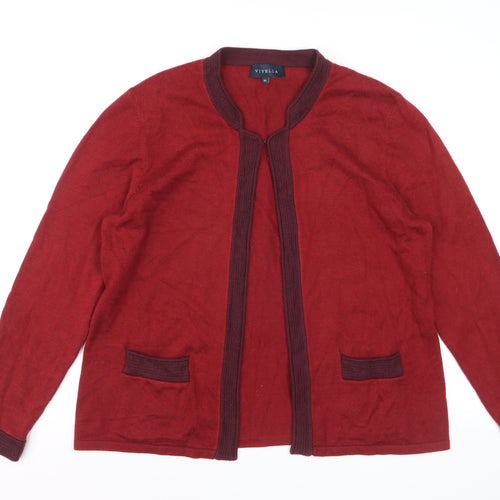 Viyella Women's Red Knit Cardigan XL Long Sleeve Open Front