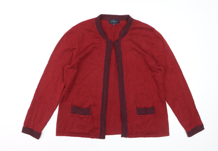 Viyella Women's Red Knit Cardigan XL Long Sleeve Open Front