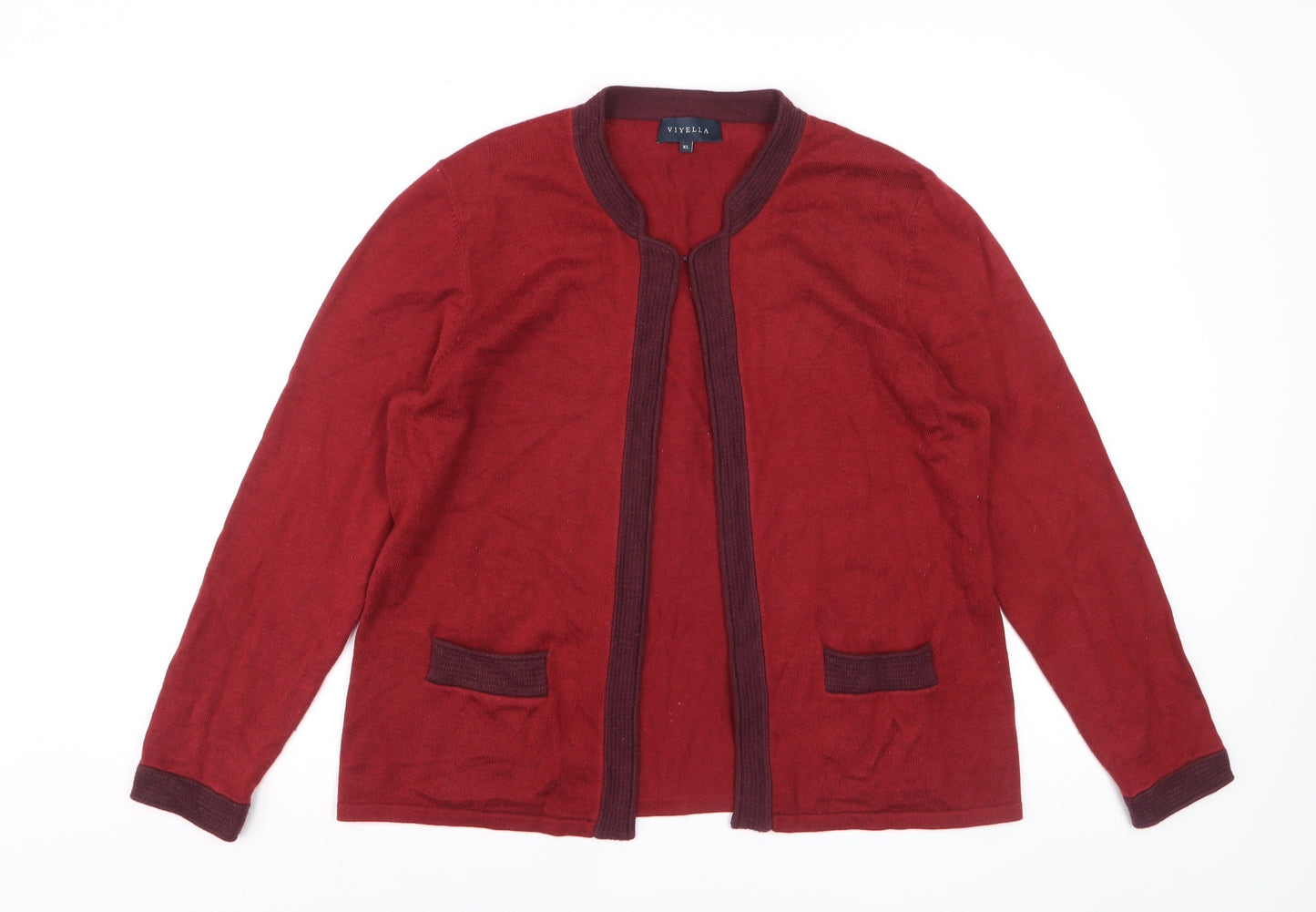 Viyella Women's Red Knit Cardigan XL Long Sleeve Open Front
