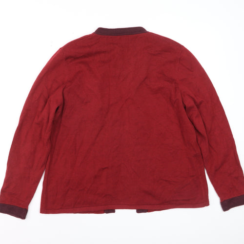 Viyella Women's Red Knit Cardigan XL Long Sleeve Open Front