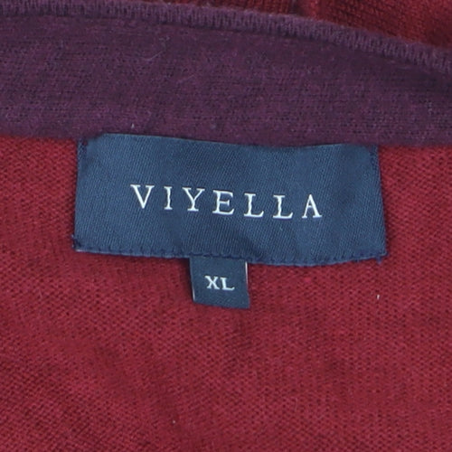 Viyella Women's Red Knit Cardigan XL Long Sleeve Open Front