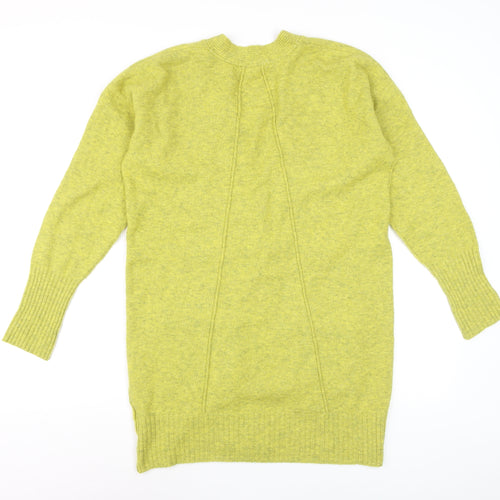 White Stuff Women’s Green Merino Wool Blend V-Neck Long Cardigan Size 12