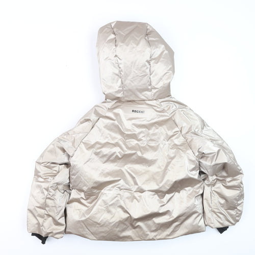 Zara Girls Beige Hooded Ski Puffer Jacket 8-9 Years Waterproof Down