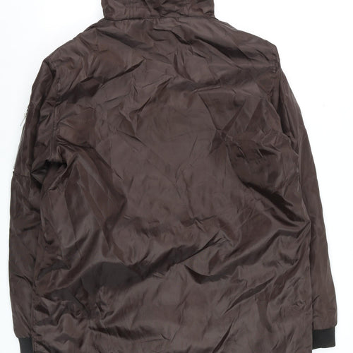boohooMAN Men's Brown Hooded Long Parka Coat Size L Polyester Casual