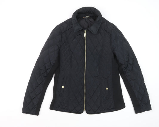Avenue Women's Black Quilted Mid-Length Jacket Size 12