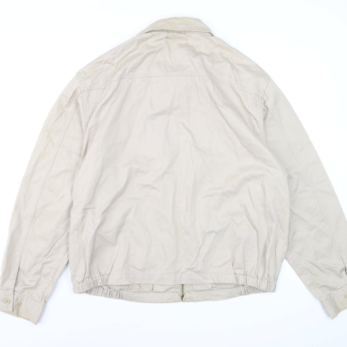 Gant Men Beige Cotton Basic Jacket L Full Zip Casual Outerwear
