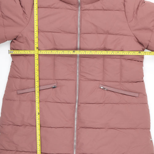 Next Women’s Pink Long Puffer Coat Size 22 Hooded Winter Jacket