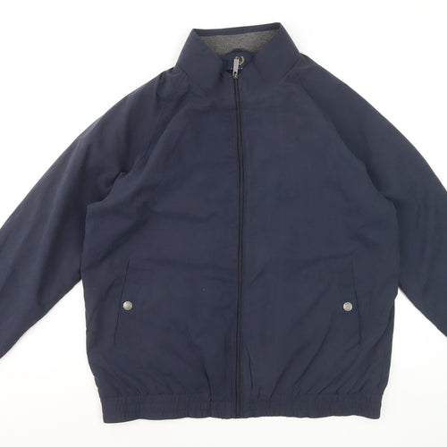 Lincoln Men's Blue Bomber Jacket L Full Zip Elastic Waist