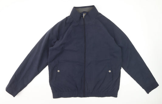 Lincoln Men's Blue Bomber Jacket L Full Zip Elastic Waist