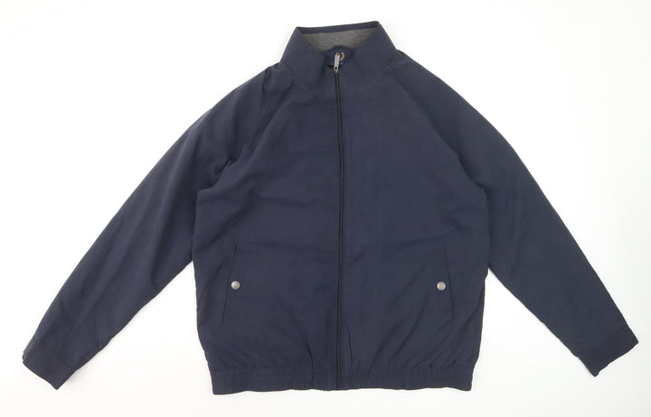 Lincoln Men's Blue Bomber Jacket L Full Zip Elastic Waist
