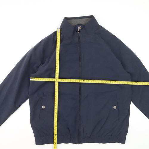 Lincoln Men's Blue Bomber Jacket L Full Zip Elastic Waist