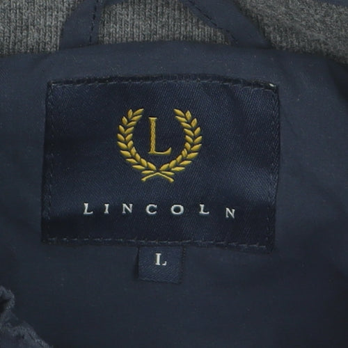 Lincoln Men's Blue Bomber Jacket L Full Zip Elastic Waist