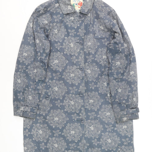 Seasalt Rain Women's Blue Floral Cotton Rain Coat UK14