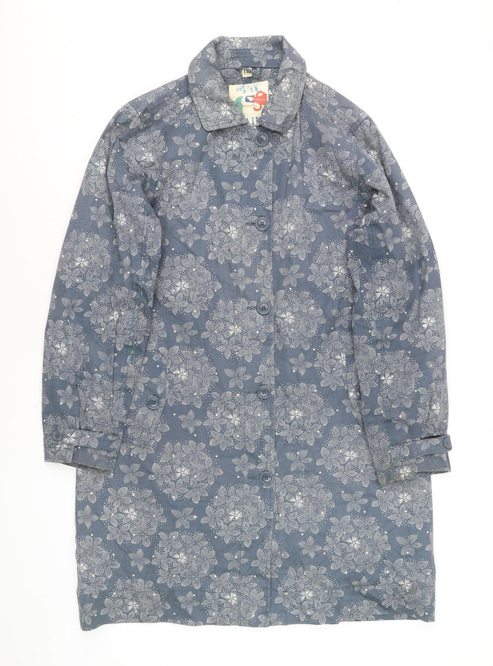 Seasalt Rain Women's Blue Floral Cotton Rain Coat UK14