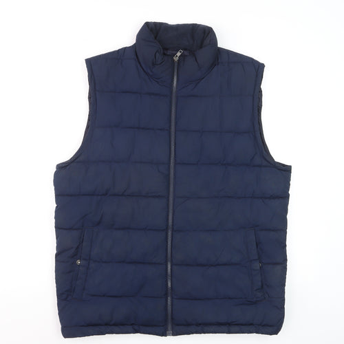 Gap Men's Blue Puffer Waistcoat Gilet M Full Zip Quilted Vest