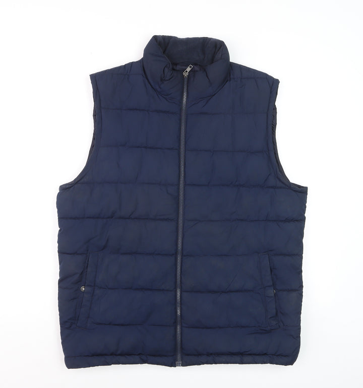Gap Men's Blue Puffer Waistcoat Gilet M Full Zip Quilted Vest