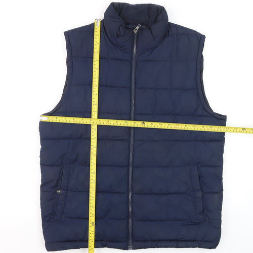 Gap Men's Blue Puffer Waistcoat Gilet M Full Zip Quilted Vest