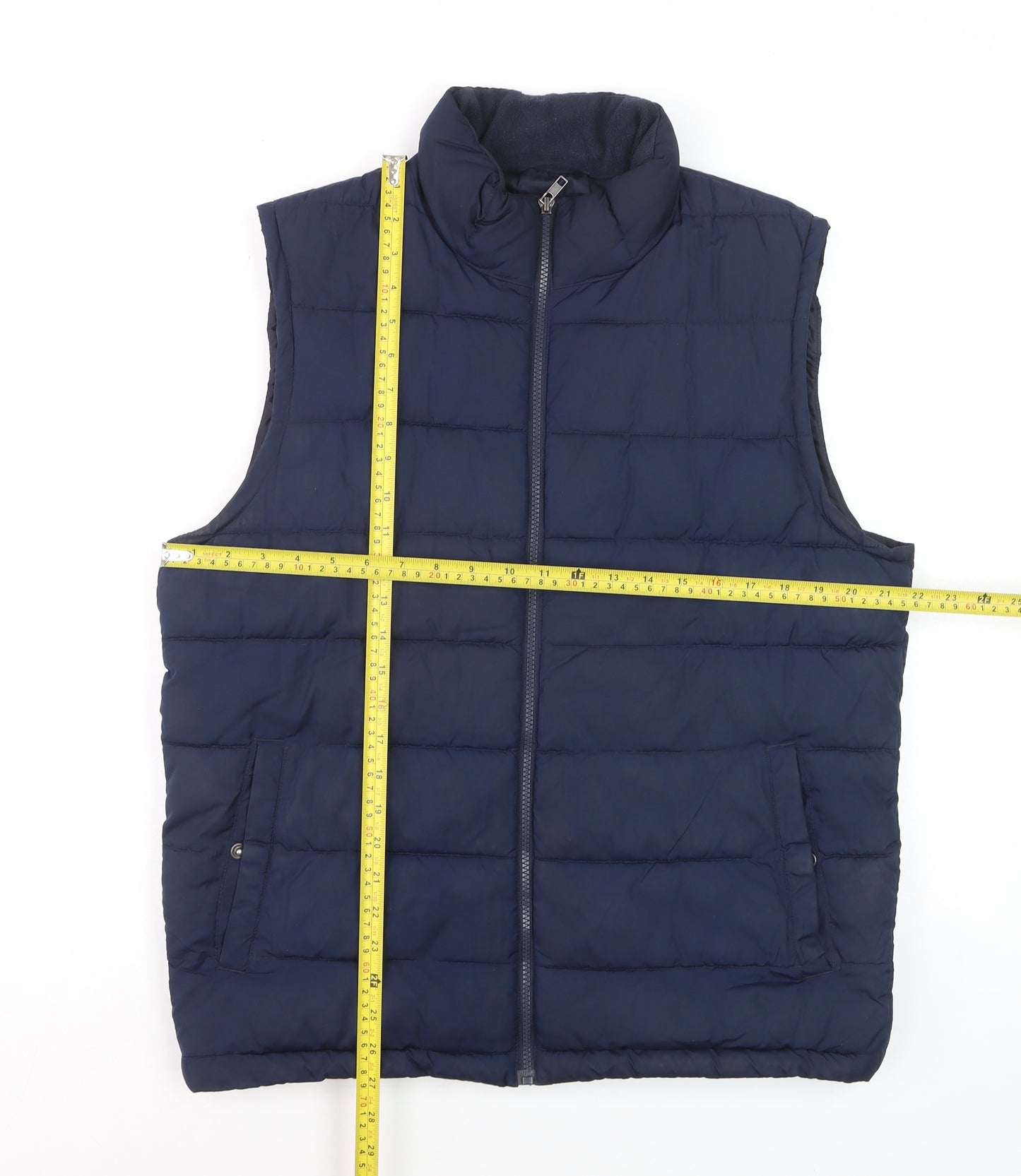 Gap Men's Blue Puffer Waistcoat Gilet M Full Zip Quilted Vest