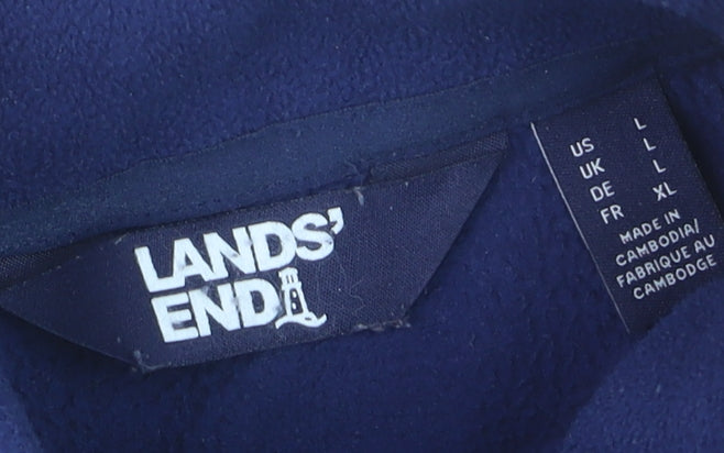 Lands' End Men's Blue Fleece Full Zip Jacket Size L Regular