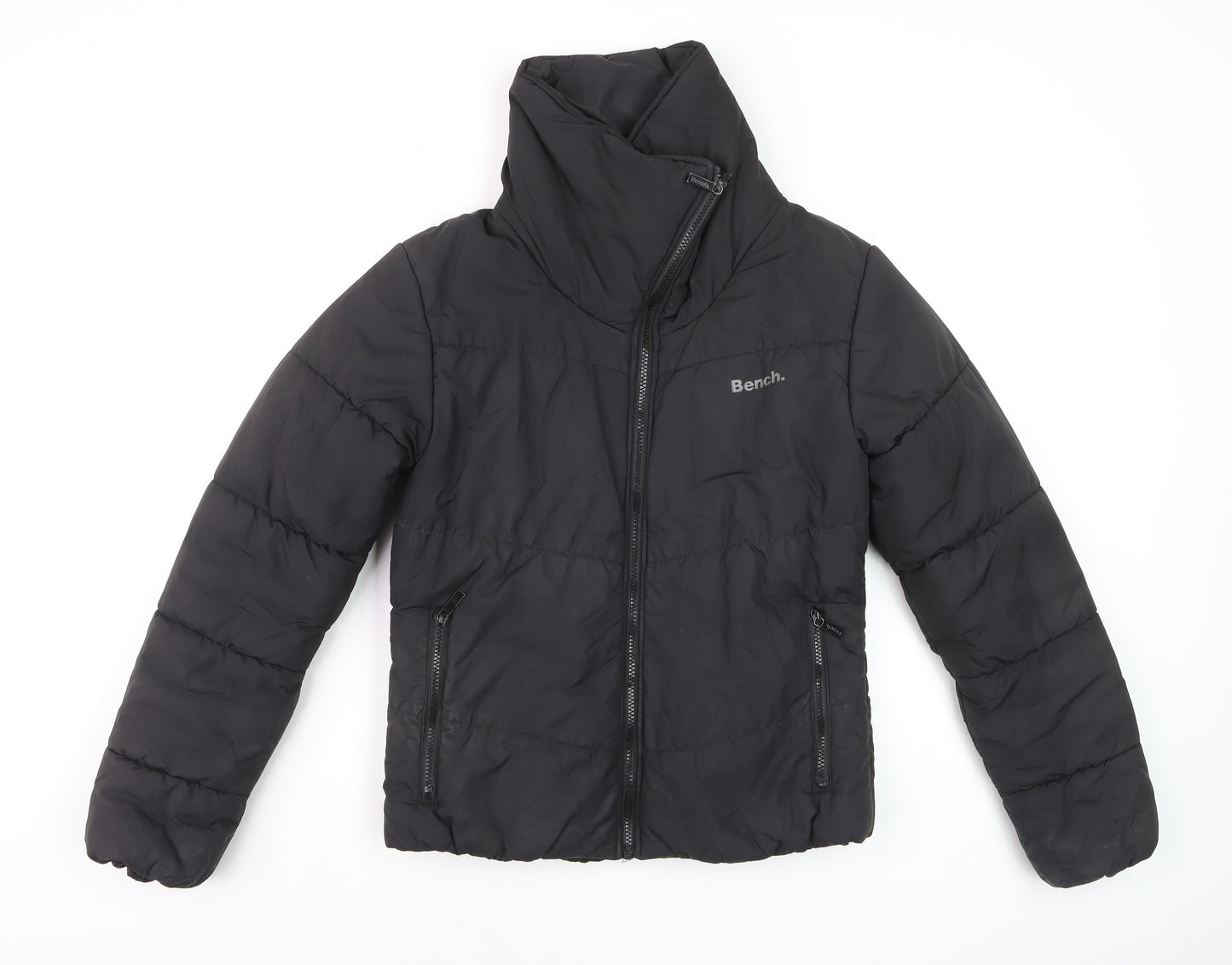 Bench Women's Black Puffer Jacket Size 12 Warm Quilted