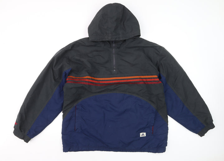 Adidas Mens Blue Retro Hooded Anorak Jacket Size M