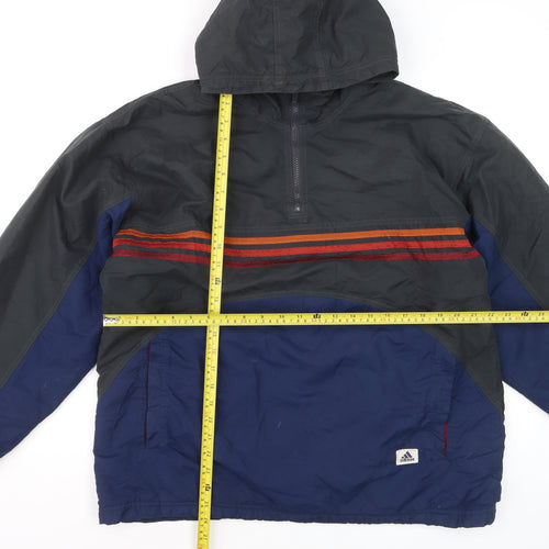Adidas Mens Blue Retro Hooded Anorak Jacket Size M