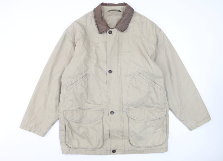 Marks and Spencer Men's Beige Cotton Lined Jacket Size L