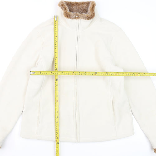 Estudio Womens Ivory Faux Fur Trim Fleece Jacket L