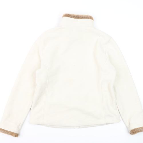 Estudio Womens Ivory Faux Fur Trim Fleece Jacket L