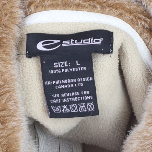 Estudio Womens Ivory Faux Fur Trim Fleece Jacket L