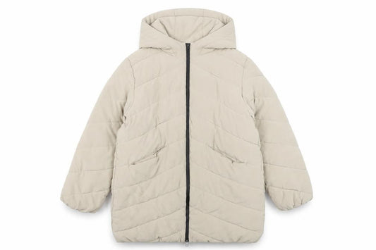 Zara Girls Beige Long Hooded Puffer Jacket Coat 11-12 Years